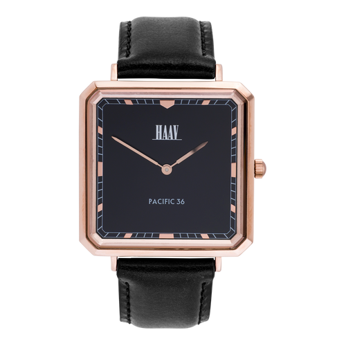 Classic square watch in a roségold and black combination